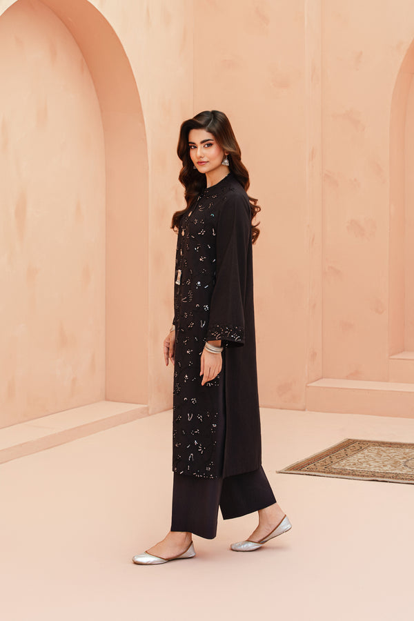 Sayah (Black) – Premium Embroidered Shirt