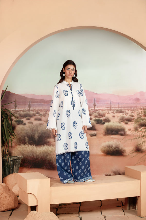 Meharban (Off White & Navy Blue) – Daily Wear 2-Piece Suit