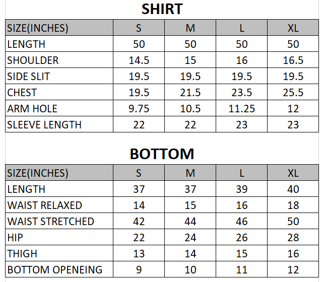 Size chart for Secret Garden - Cherry on Top  - 2 Piece