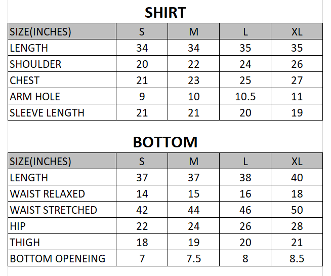 Size chart for Wild Safari - Cherry on Top  - 2 Piece