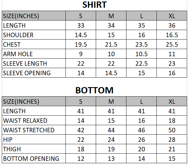 Size chart for Pebble - Daisy Dial - 2 Piece