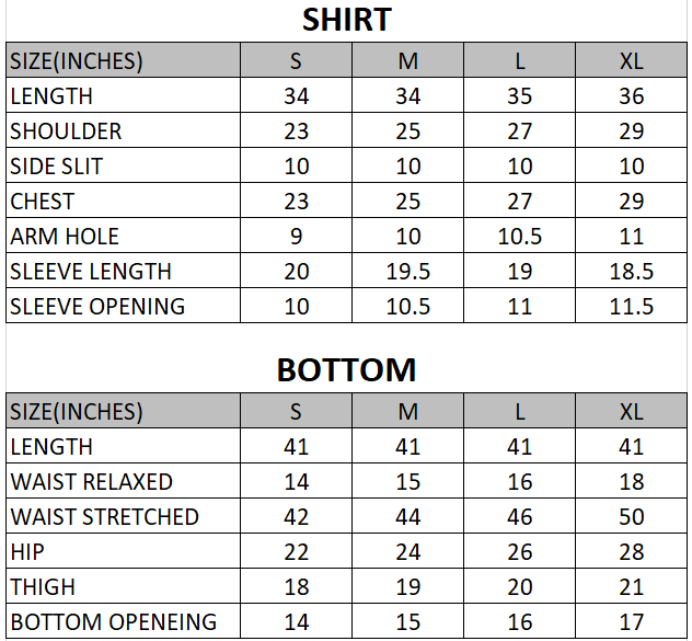 Size chart for Sprite - Daisy Dial - 2 Piece