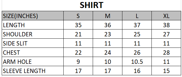 Size chart for Diya - Laira - Summer RTW-2 Piece