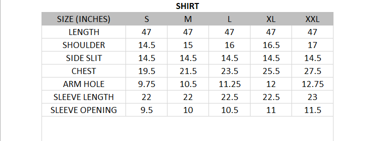 Size chart for Ivory Blossom - Cambric 1 Piece