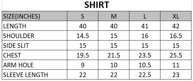 Size chart for Mor-Laira - Summer RTW-1 Piece