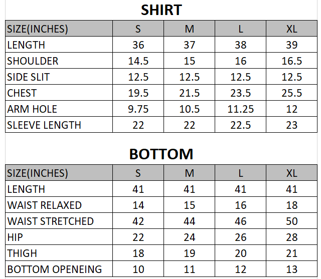 Size chart for Rust - Uraan Chunri  - 3 Piece