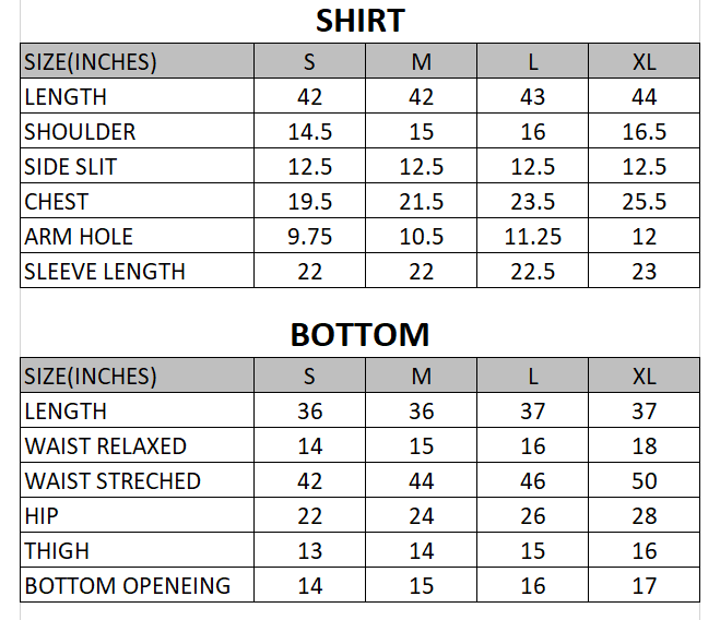 Size chart for Daffodil - Cheery on Top  - 2 Piece