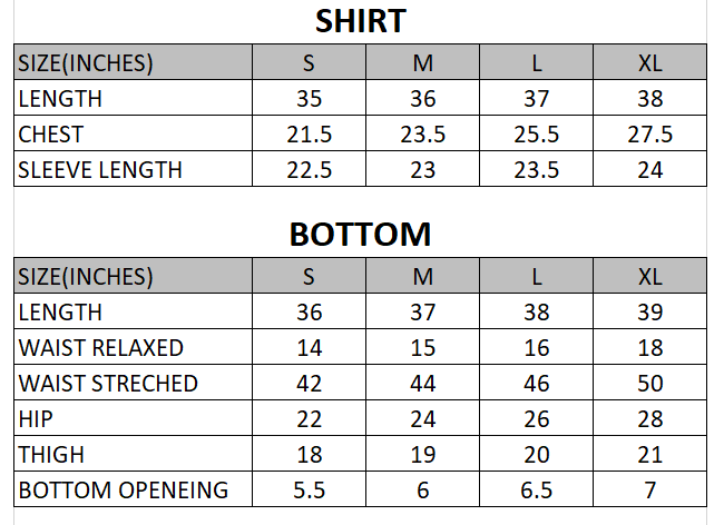 Size chart for Slate - Uraan Chunri  - 3 Piece