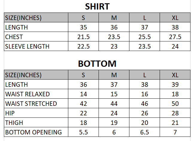 Size chart for Slate - Uraan Chunri  - 3 Piece